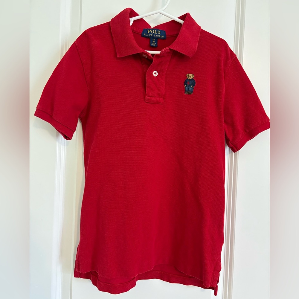 Polo Bear Polo Short Sleeve Shirt Boys Size 8 Red